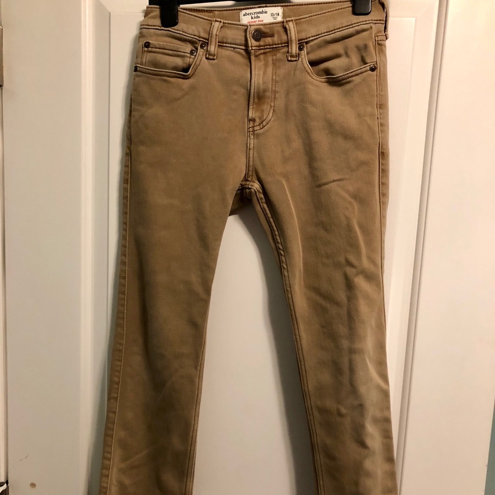 Abercrombie kids boys tan skinny jeans 13 / 14